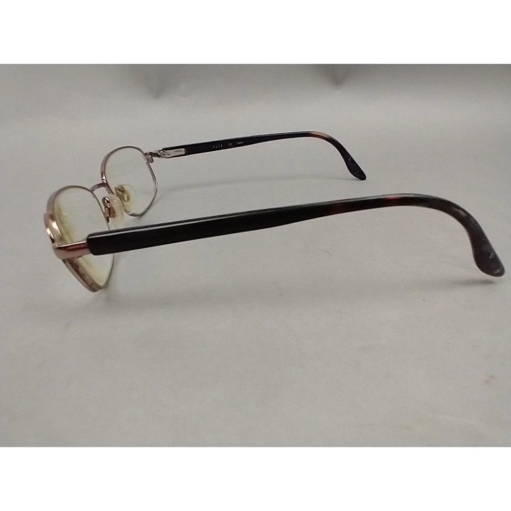 Elle Eyeglasses Frame EL13344 BR Women's‎ Brown Metal Oval Full Rim 51-16-135